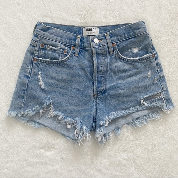 AGOLDE | Parker jean shorts in swapmeet blue - Picture 3 of 13